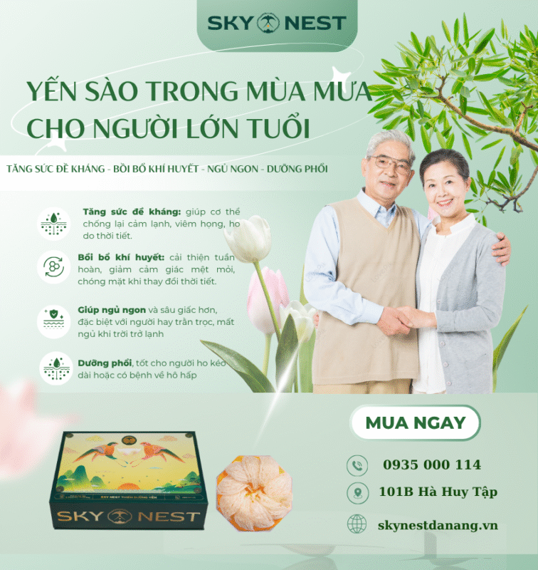 Công dụng của yến sào cho người cao tuổi mùa mưa – Giải pháp chăm sóc sức khỏe toàn diện khi mưa kéo dài 1 lon tuoi