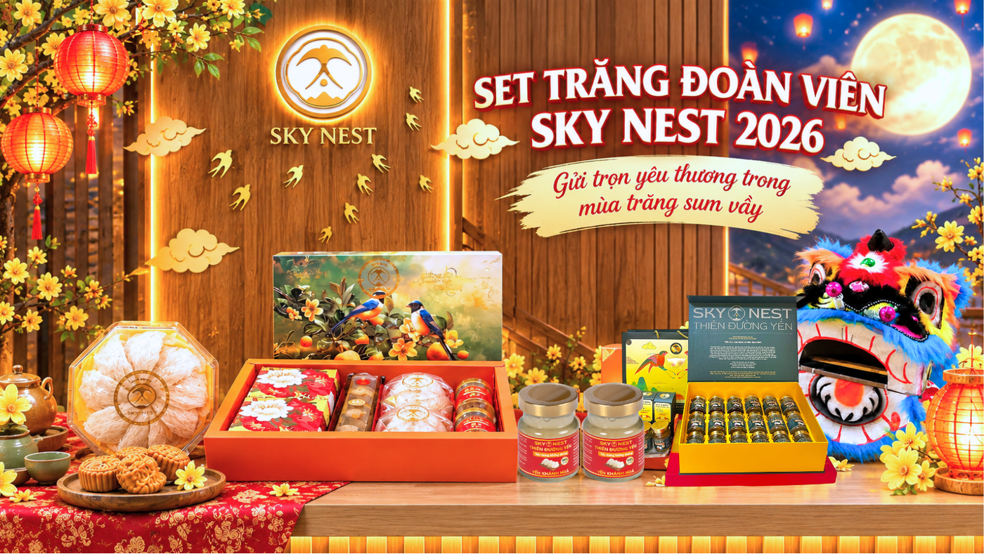 SET TRĂNG ĐOÀN VIÊN SKY NEST 2026 – GỬI TRỌN YÊU THƯƠNG MÙA TRĂNG 1 Trang Xanh La Cay Hien Dai Sale Deal Uu Dai San Pham Chuc Mung Le Vu Lan Bao Hieu Facebook Banner
